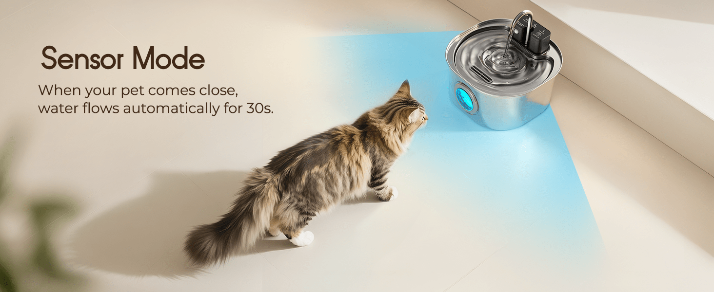 Fuente de Agua Inalámbrica con Sensor de Movimiento de Acero Inoxidable 3.2 L - Imagen 13