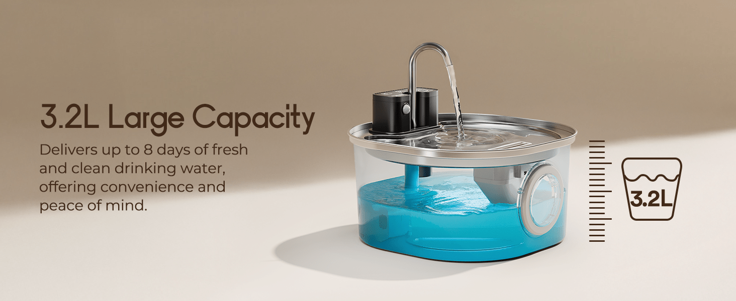Fuente de Agua Inalámbrica con Sensor de Movimiento de Acero Inoxidable 3.2 L - Imagen 10