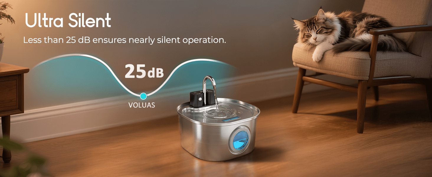 Fuente de Agua Inalámbrica con Sensor de Movimiento de Acero Inoxidable 3.2 L - Imagen 8