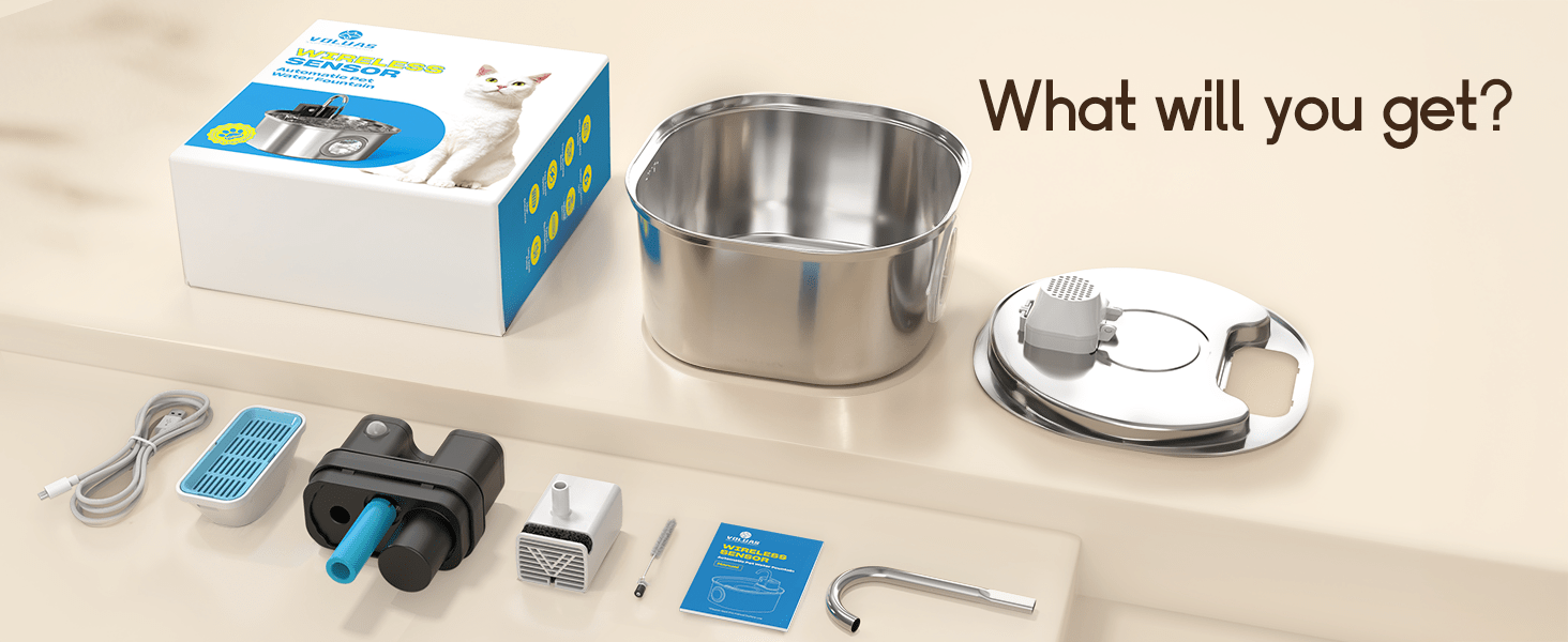 Fuente de Agua Inalámbrica con Sensor de Movimiento de Acero Inoxidable 3.2 L - Imagen 7