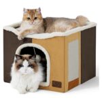 Casa Iglú con Rascador Plegable para Gatos 41x41x33 Cm