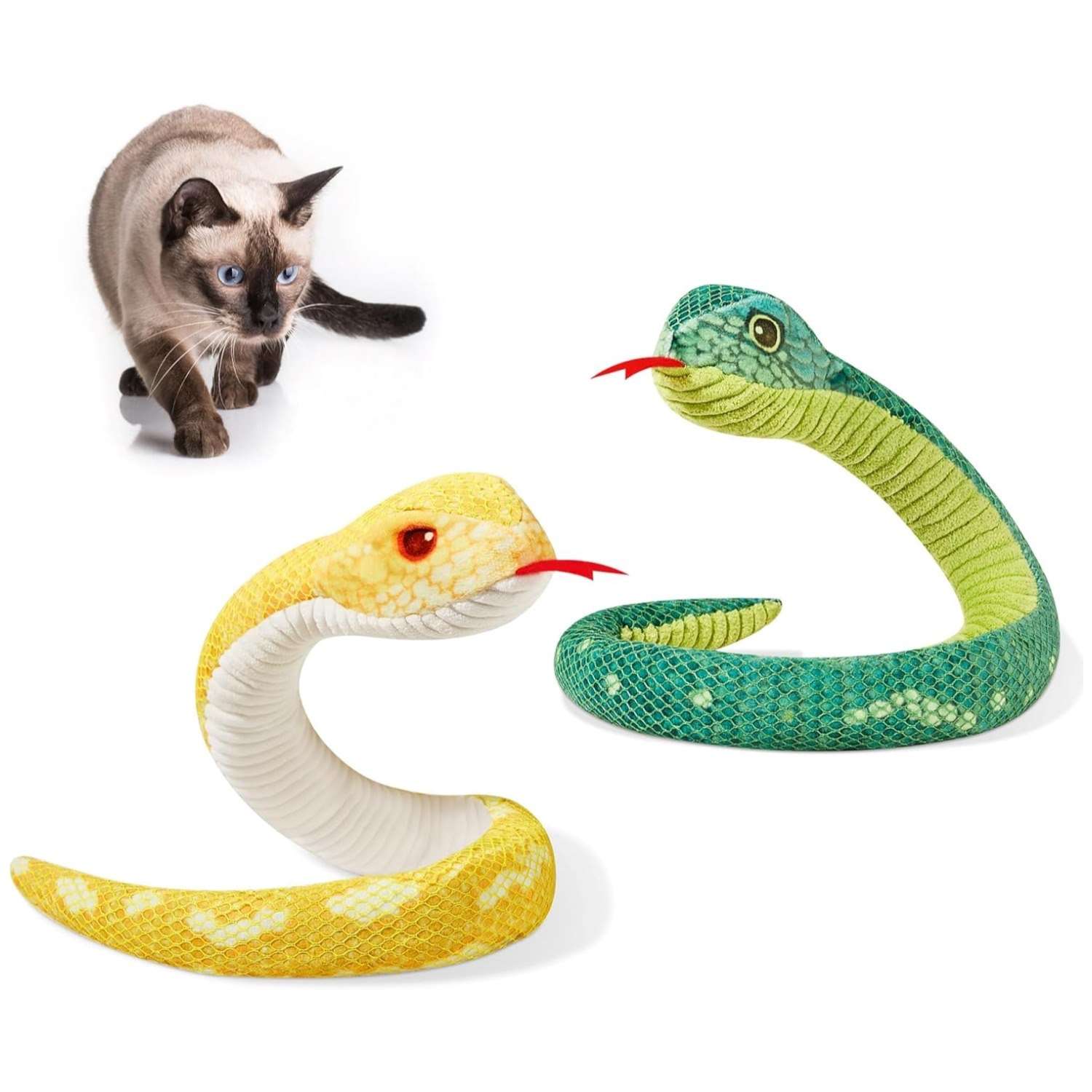 set de 2 peluches interactivos para gatos en forma de serpiente con sonido interno ideal para chile