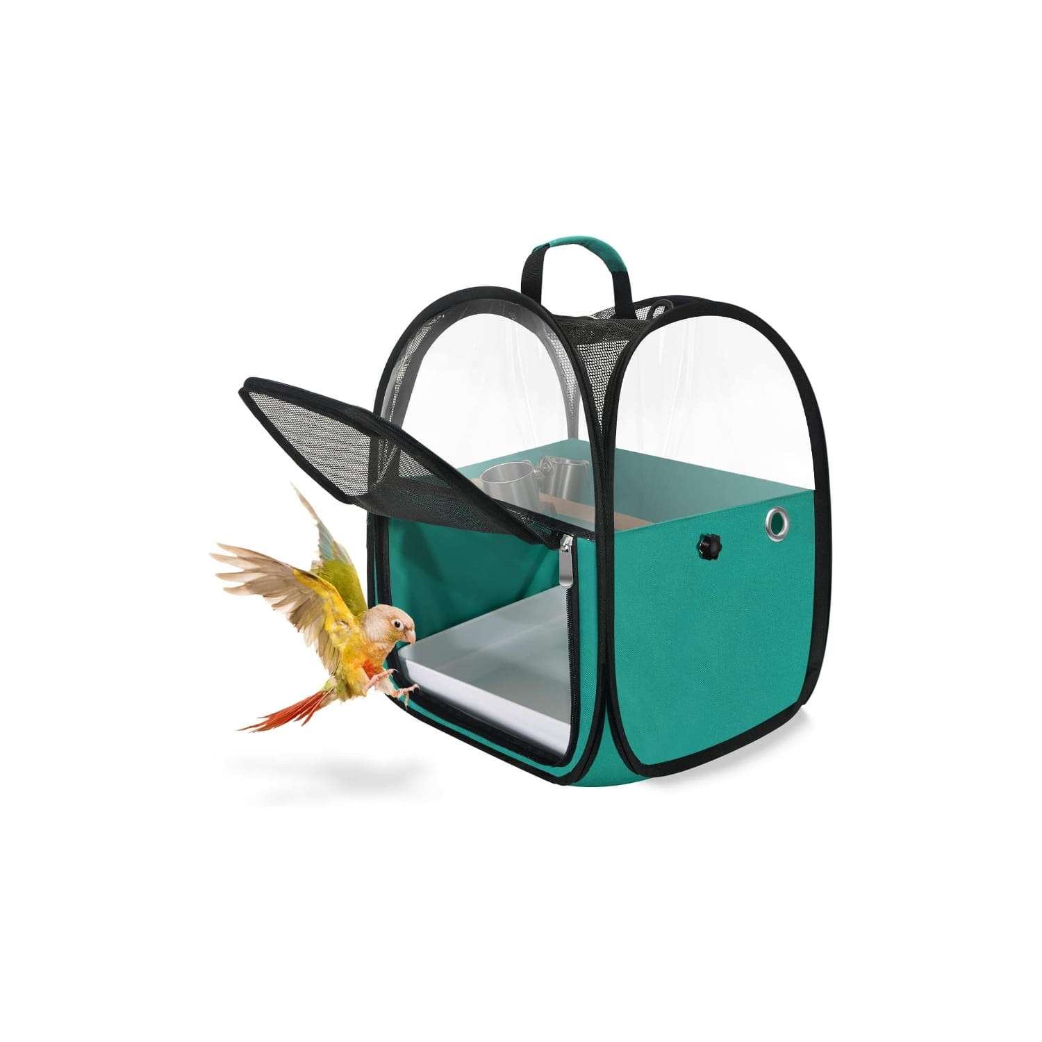 Mochila de transporte plegable para aves y pajaros con malla transpirable percha y accesorios