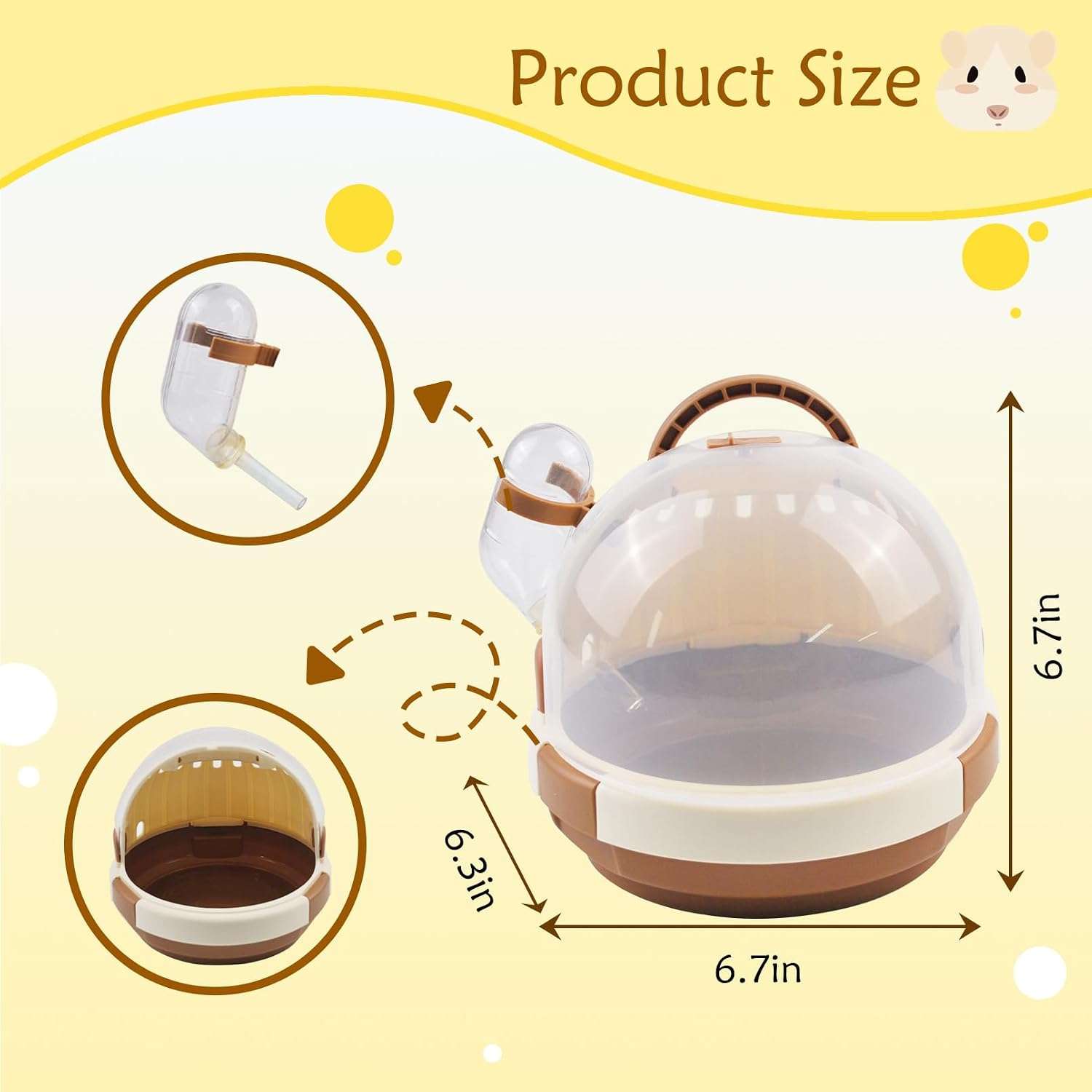 Jaula transportadora pequeña para hamster con ventilacion botella de agua y ventana transparente