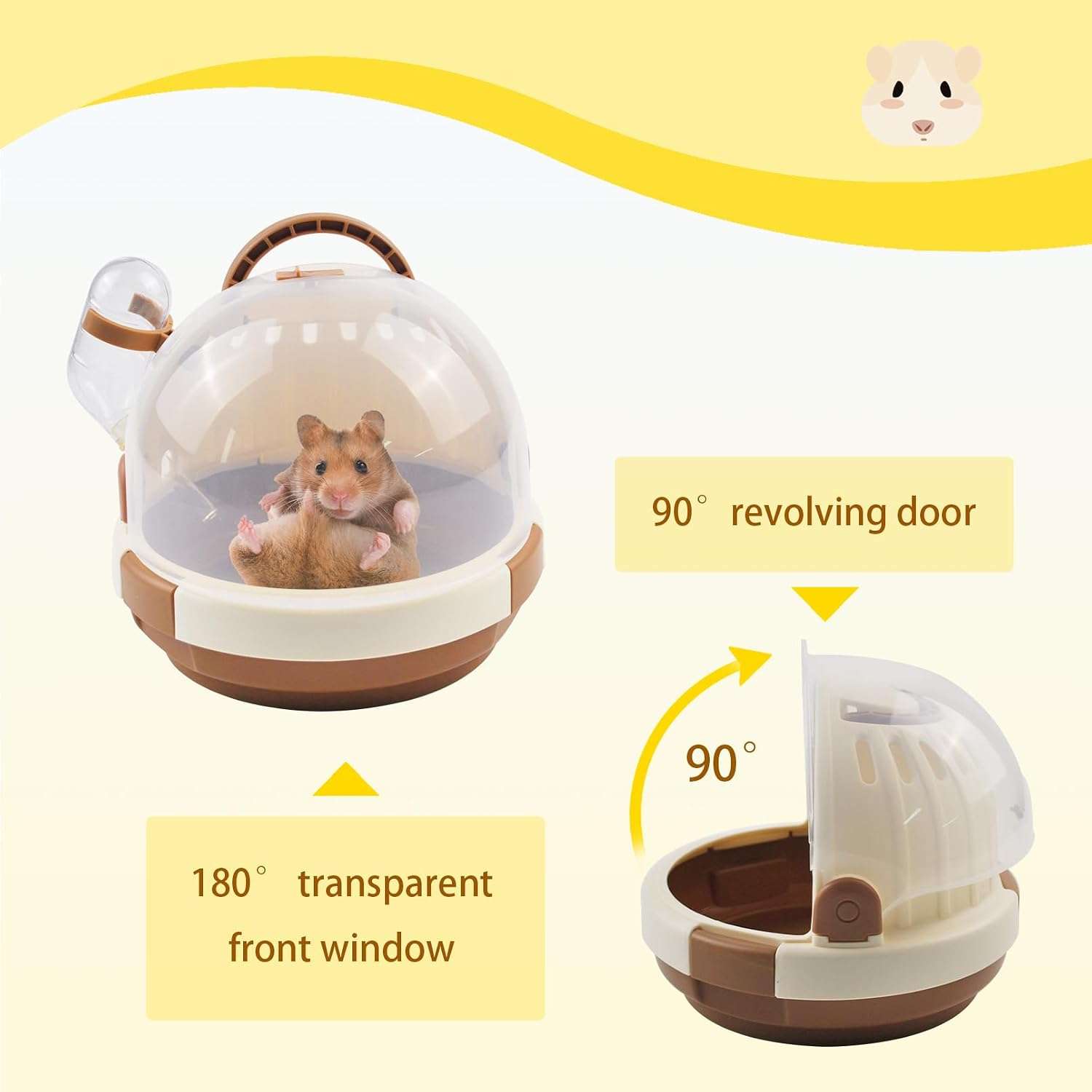 Jaula transportadora pequeña para hamster con ventilacion botella de agua y ventana transparente
