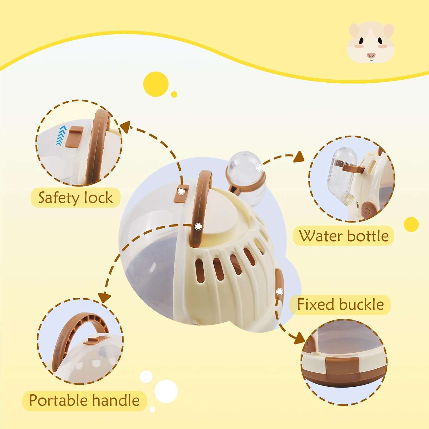 Jaula transportadora pequeña para hamster con ventilacion botella de agua y ventana transparente