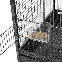 Jaula de acero resistente para aves con base plana ruedas y accesorios incluidos