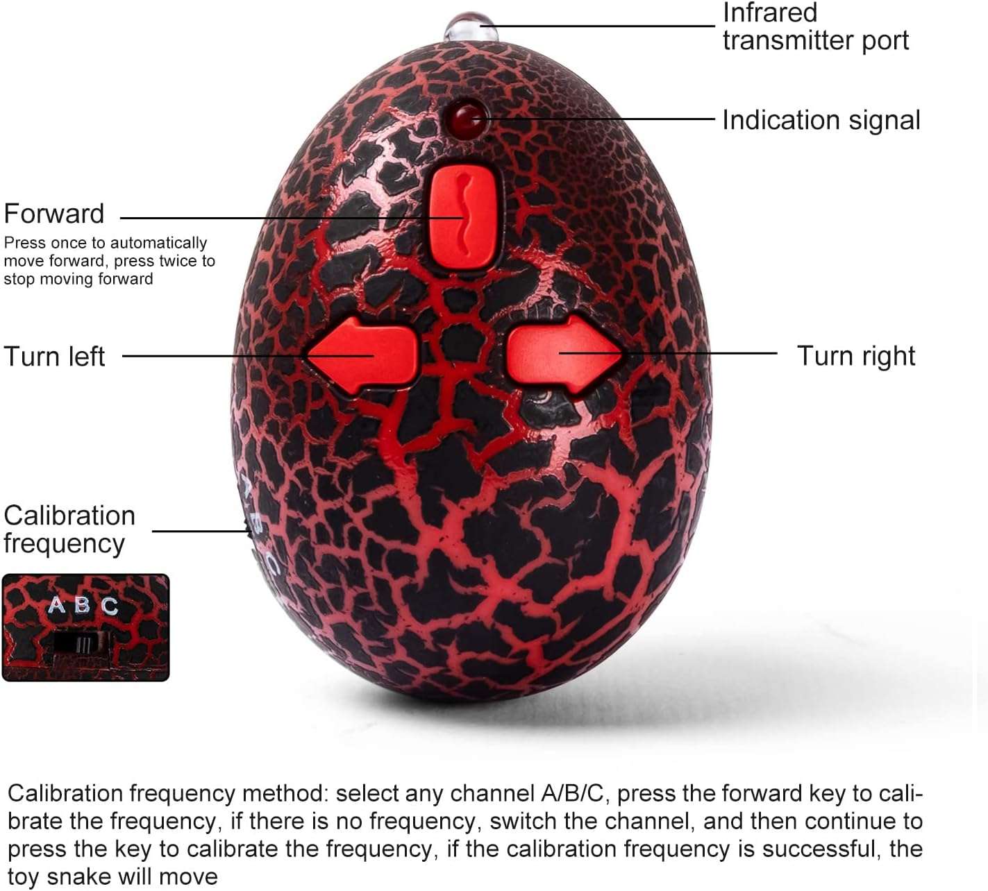 juguete de serpiente RC a control remoto con diseño realista en color negro y controlador infrarrojo