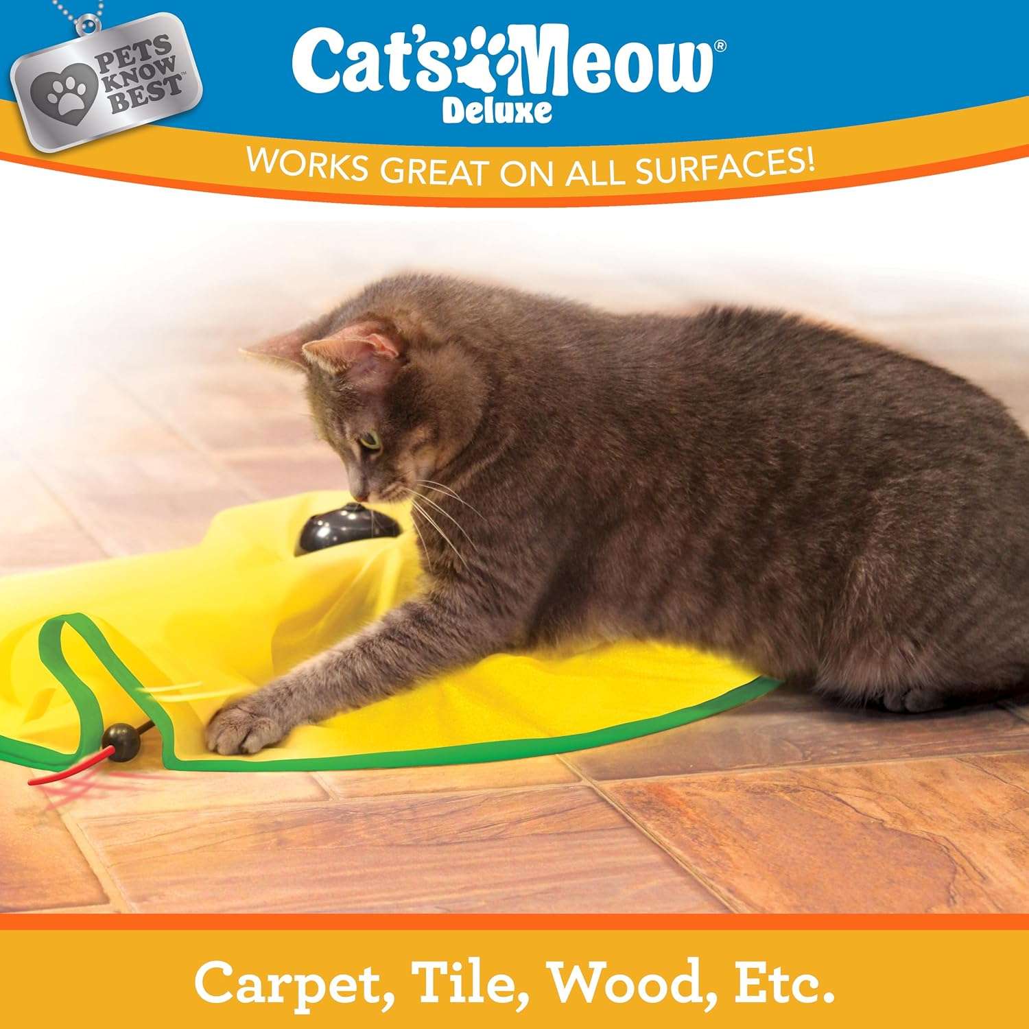 juguete interactivo motorizado para gatos con varita oculta bajo cubierta y movimiento de presa Cat's Meow