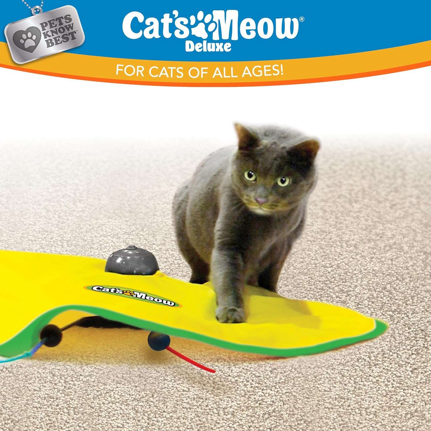 juguete interactivo motorizado para gatos con varita oculta bajo cubierta y movimiento de presa Cat's Meow
