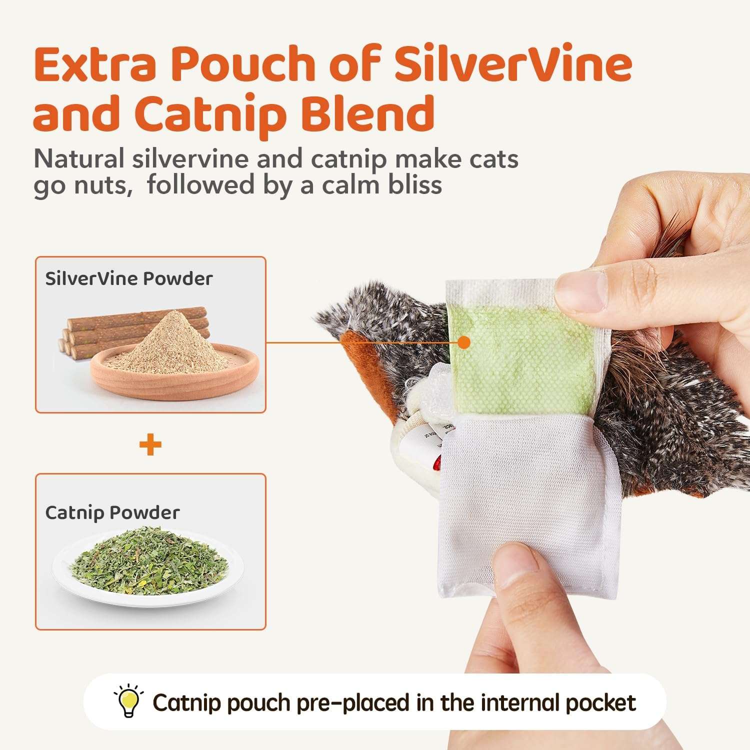 Juguete interactivo para gatos en forma de pajaro con aleteo realista sensor de movimiento y carga USB.