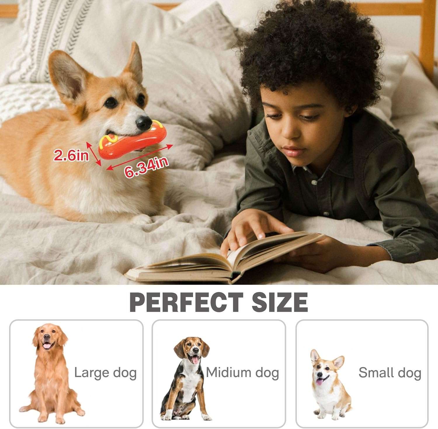 Juguete masticable de goma natural para perros con mordida fuerte y diseno divertido.