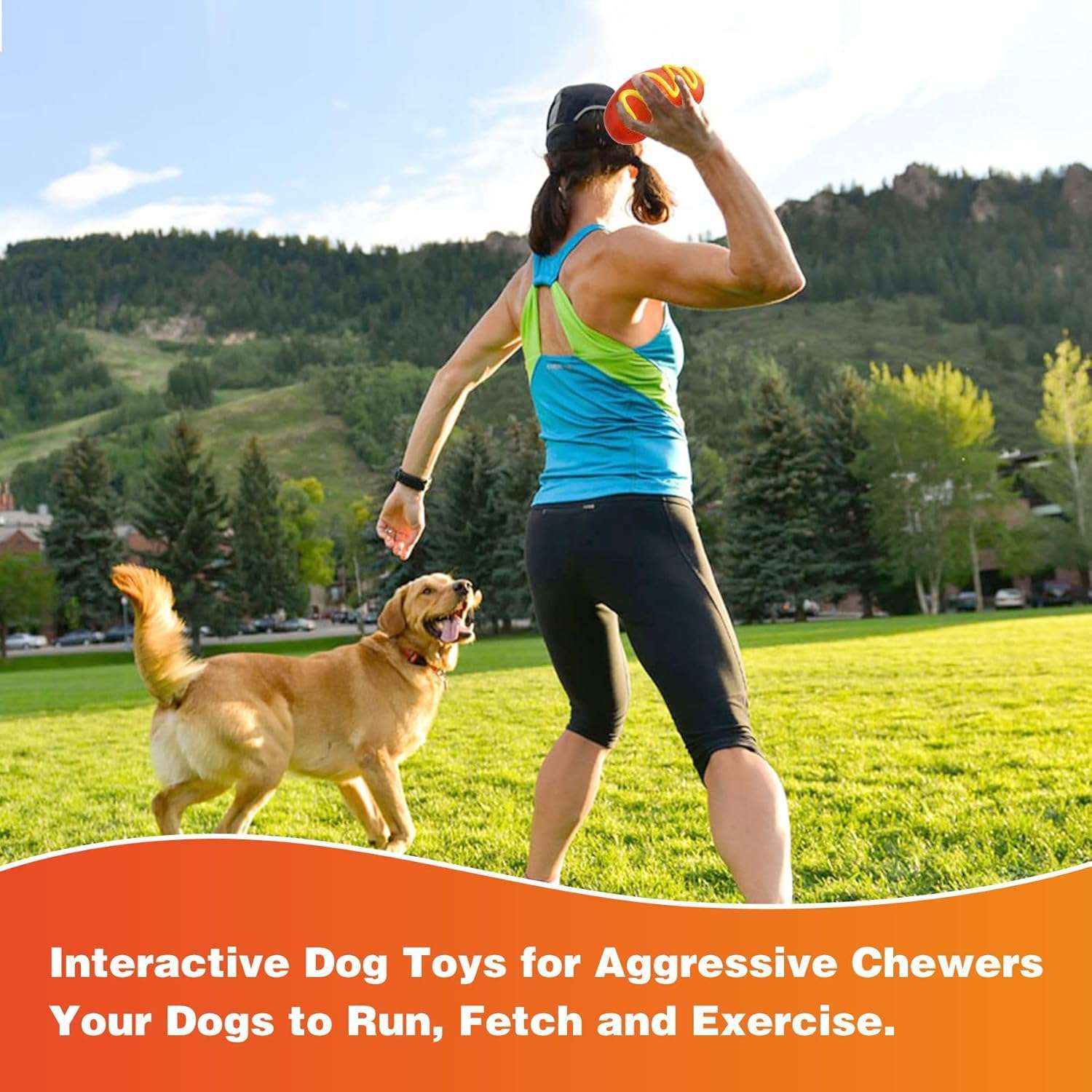 Juguete masticable de goma natural para perros con mordida fuerte y diseno divertido.