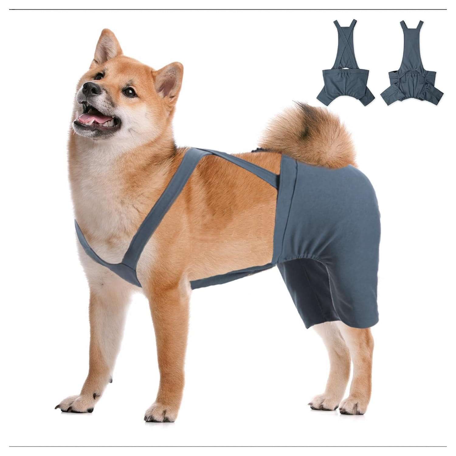 Manga protectora transpirable para patas traseras y caderas de perros en recuperación postoperatoria.