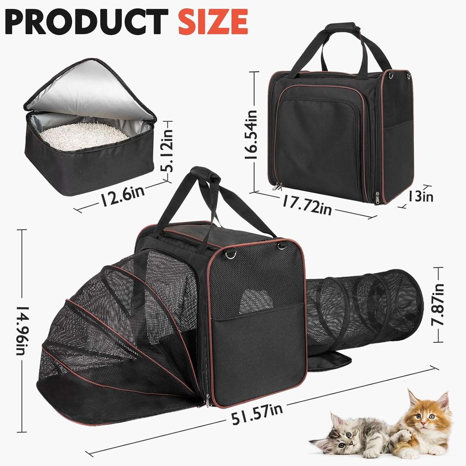 Mochila Transportadora Expandible con Arenero de Viaje para Mascotas 130x45x37 Cm - Imagen 4