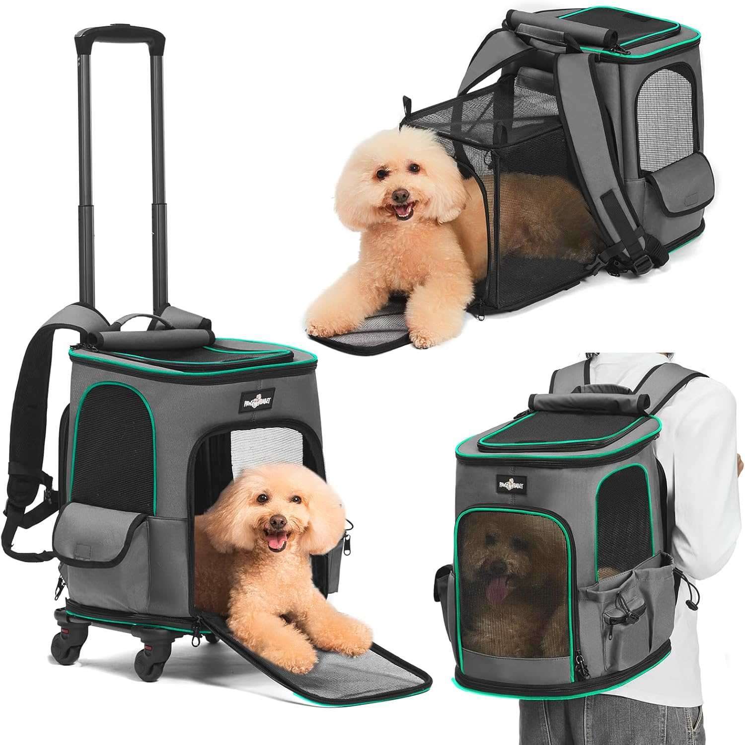 mochila transportadora expandible para mascotas con cuatro ruedas extraibles asa telescopica y malla transpirable ideal para chile