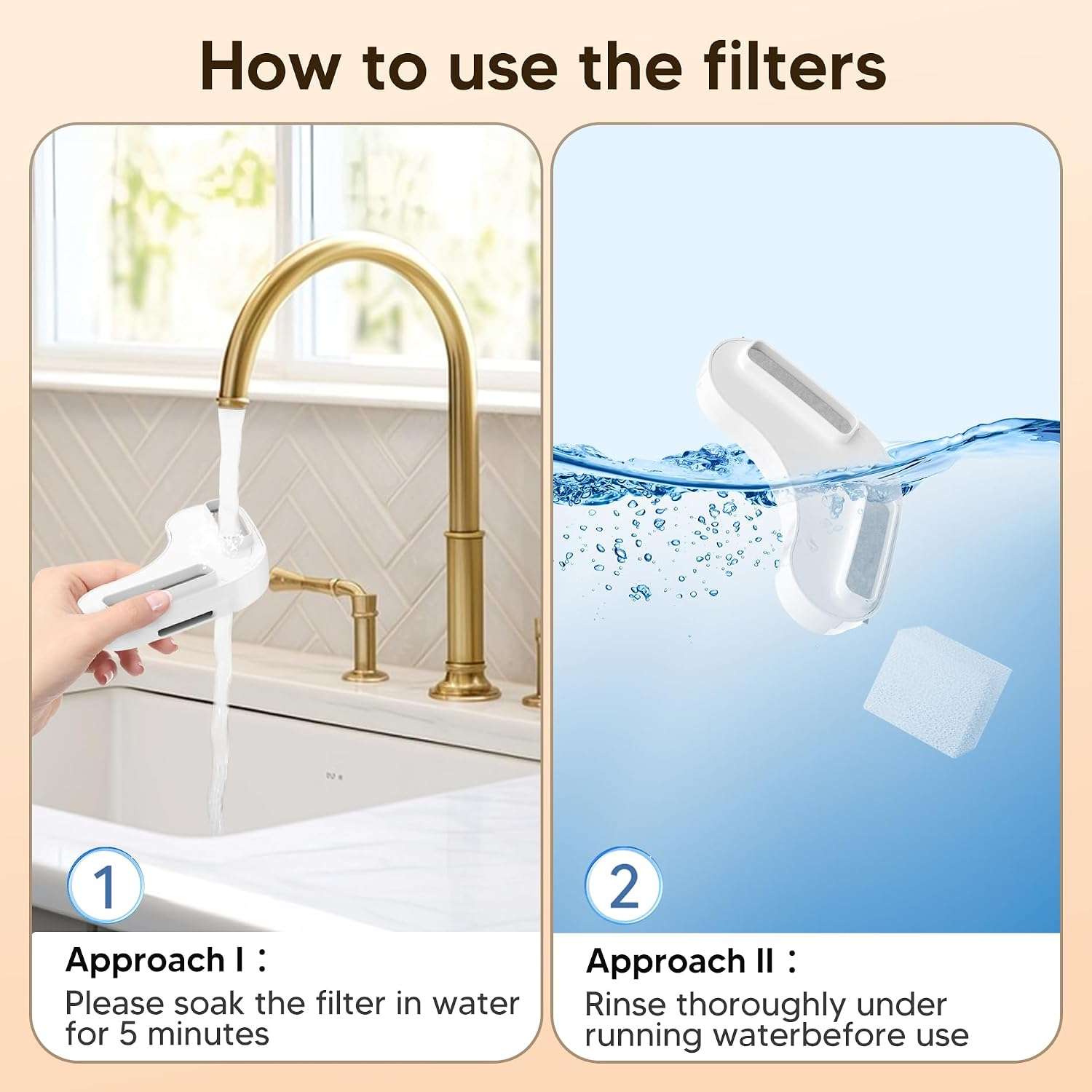 Pack de filtros de carbón activado y esponjas de repuesto para fuente de agua grande.