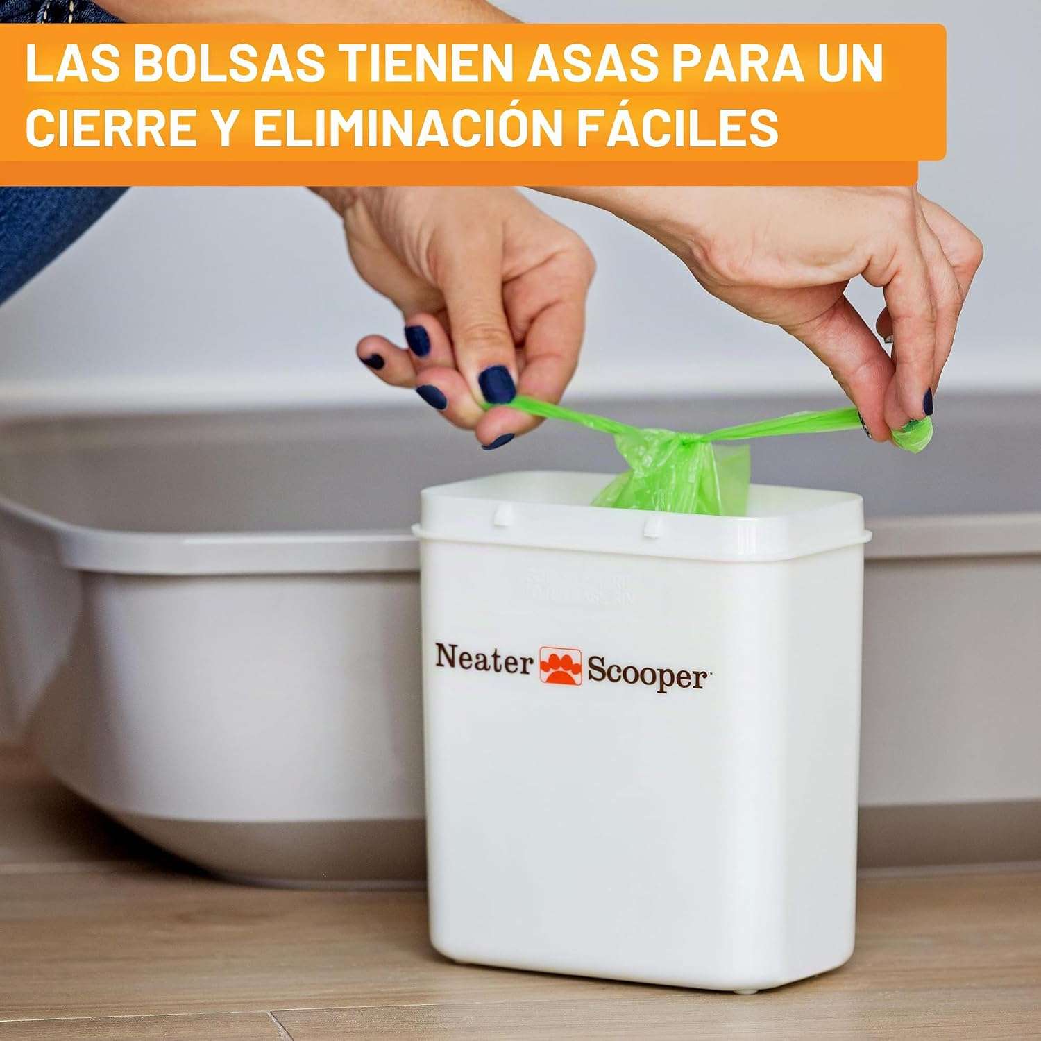 pala para arena de gatos con bolsa integrada y contenedor de almacenamiento Neater Scooper