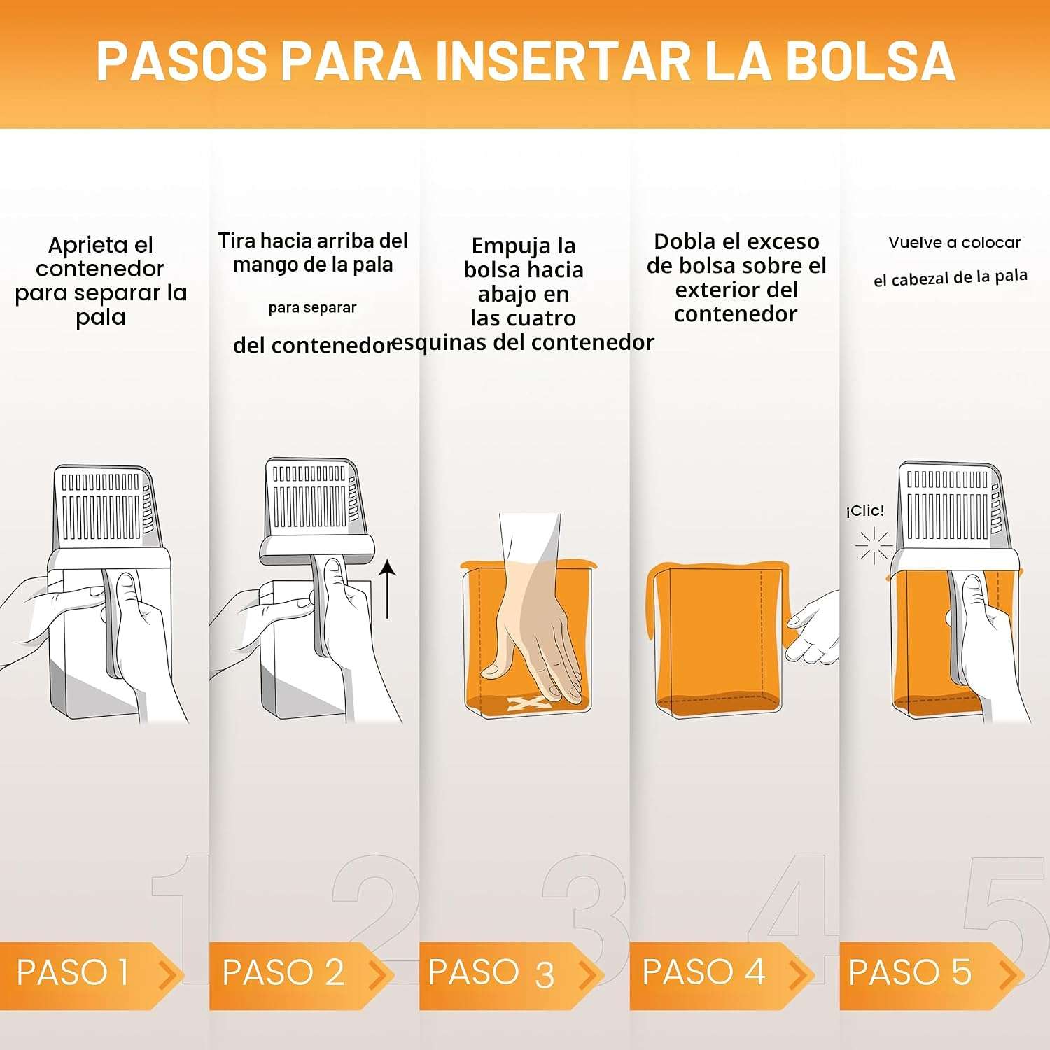 Pala de Arena para Gatos con Deposito + 60 Bolsas de Repuesto - Imagen 2
