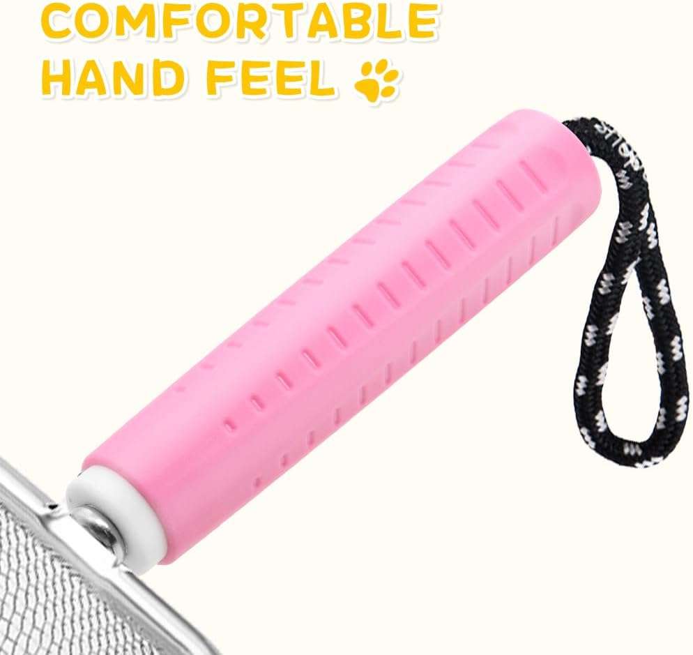 pala de malla de acero inoxidable para arena de gatos con mango desmontable y diseño resistente