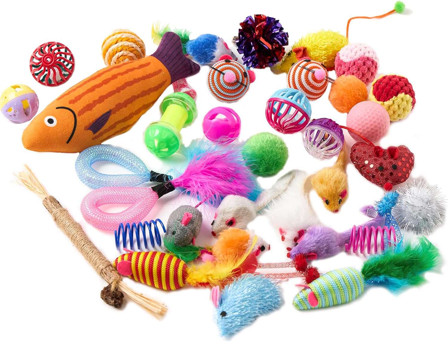 set surtido de 20 juguetes variados con varitas, ratones y pelotas con sonajero para gatos Fashion's Talk