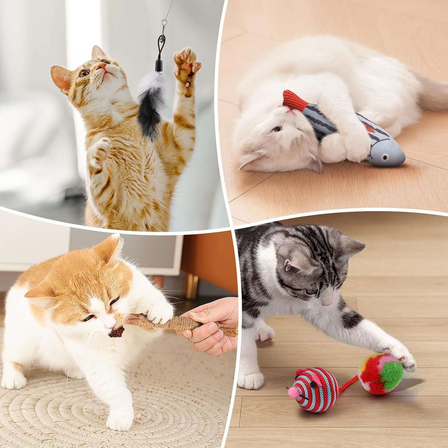 set surtido de 20 juguetes variados con varitas, ratones y pelotas con sonajero para gatos Fashion's Talk