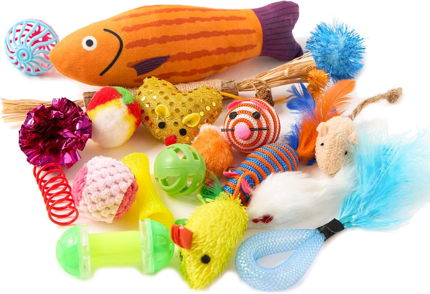 set surtido de 20 juguetes variados con varitas, ratones y pelotas con sonajero para gatos Fashion's Talk