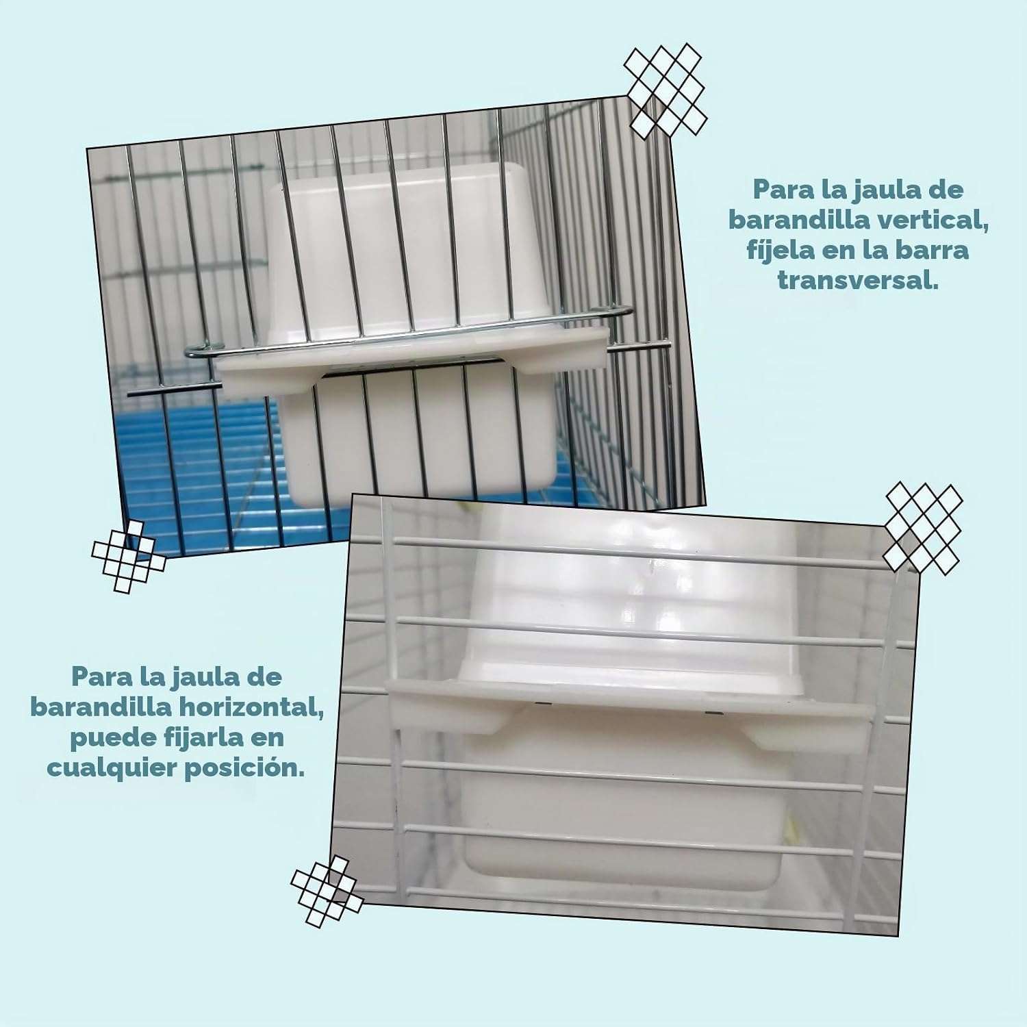 Comederos transparentes para pajaros con tapa y percha para jaula