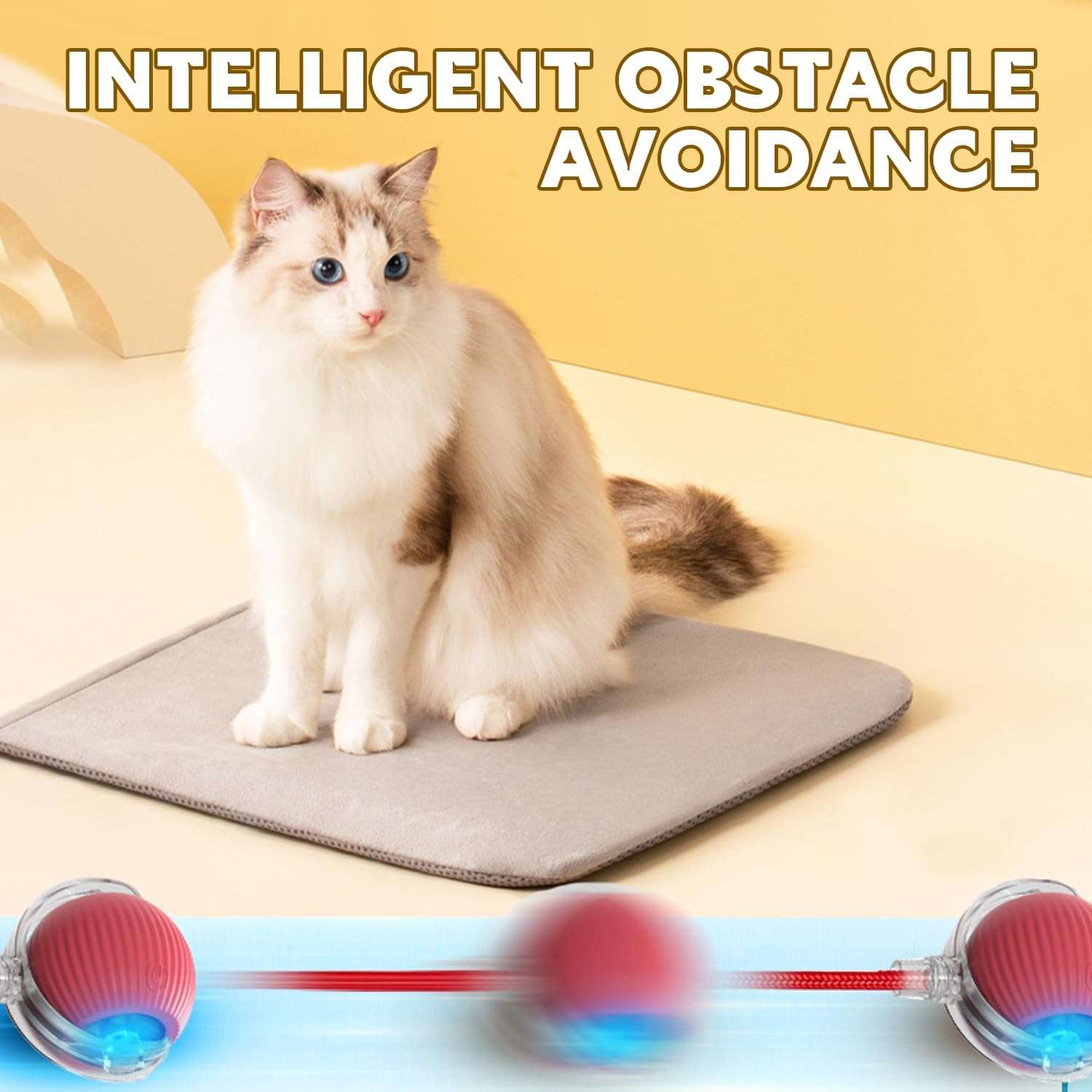 pelota interactiva inteligente con sistema antiobstáculos y tres modos de velocidad para perros y gatos Chewie Viral 360