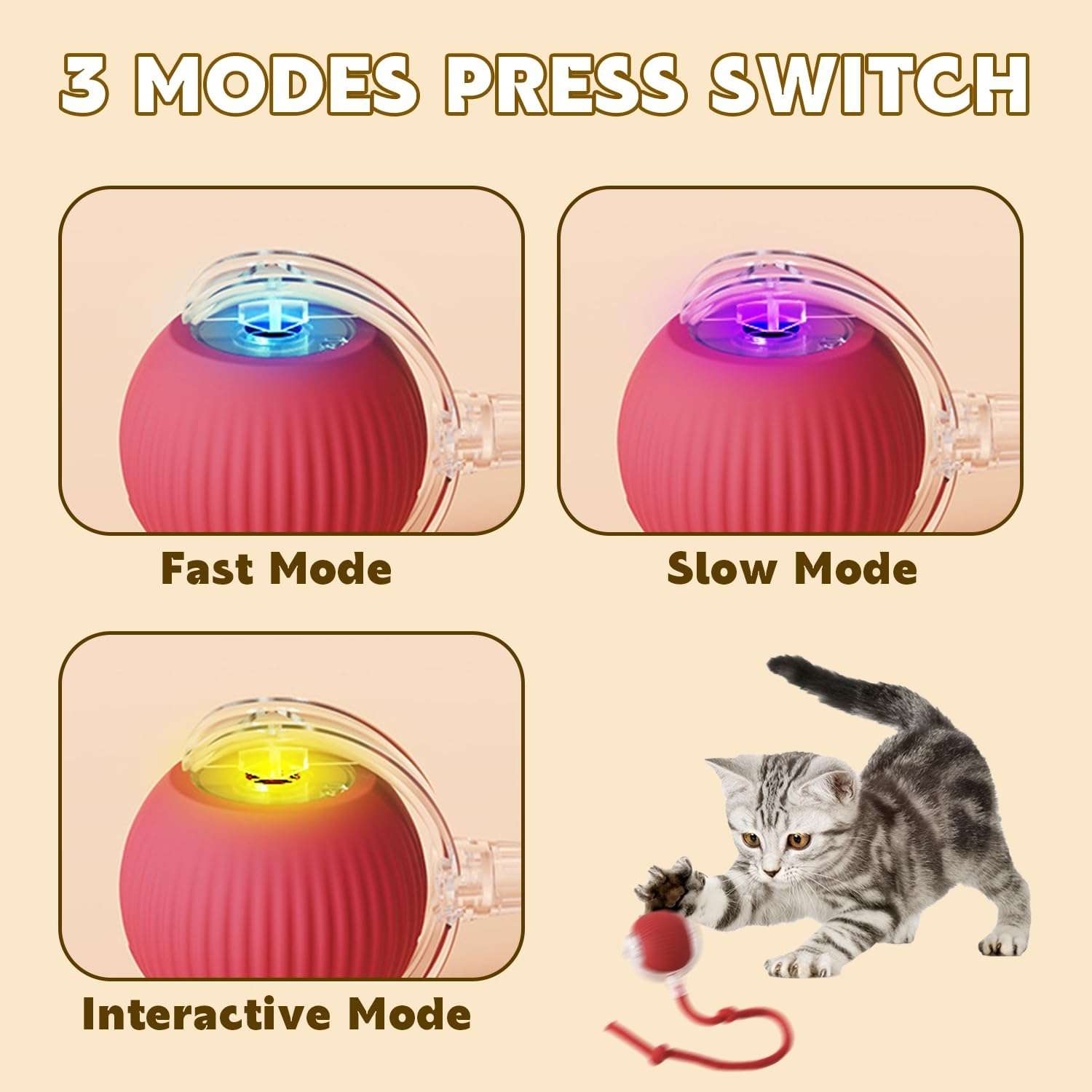 pelota interactiva inteligente con sistema antiobstáculos y tres modos de velocidad para perros y gatos Chewie Viral 360