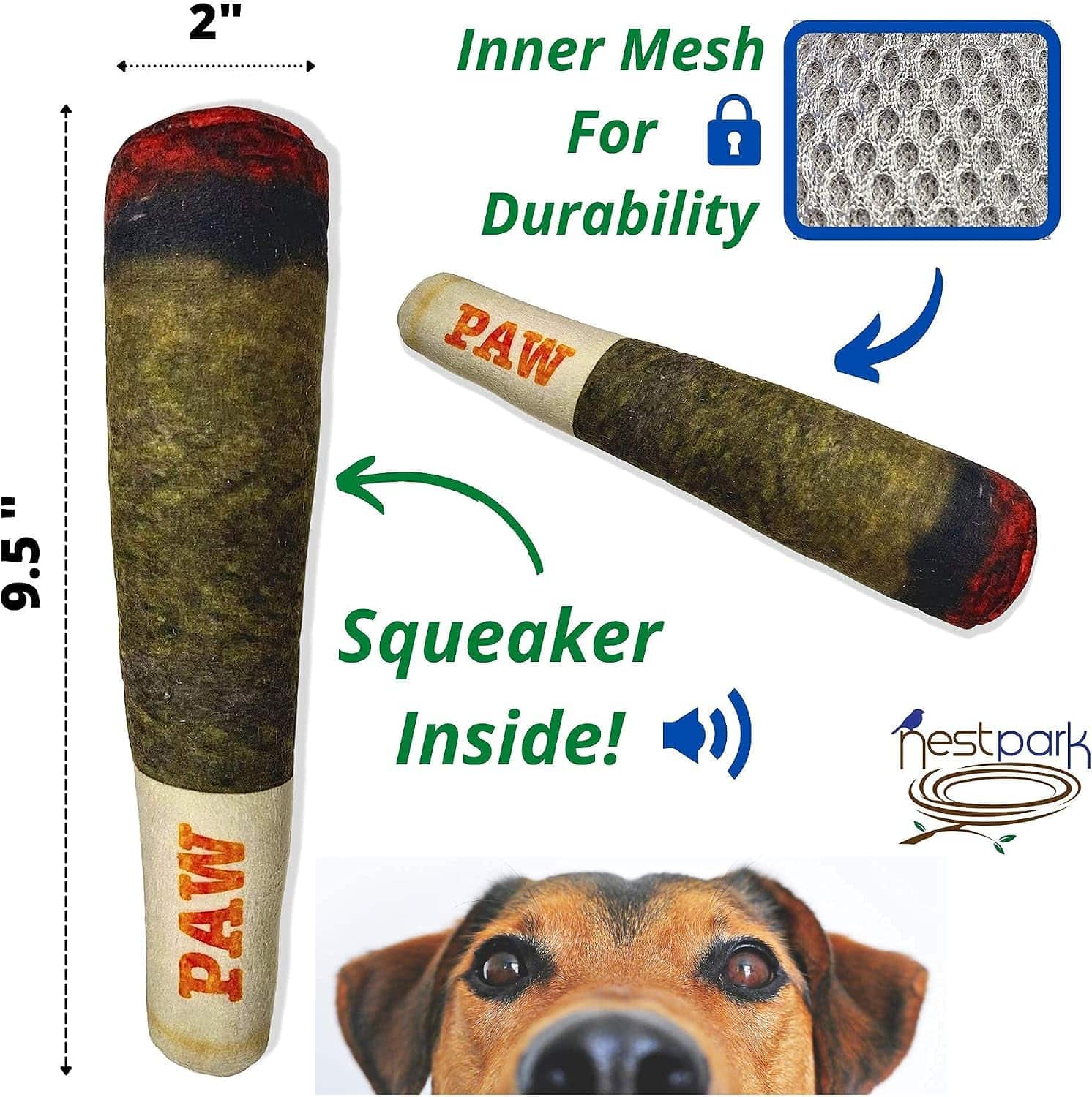 Juguete de peluche con sonido para perros en forma de cigarrillo divertido