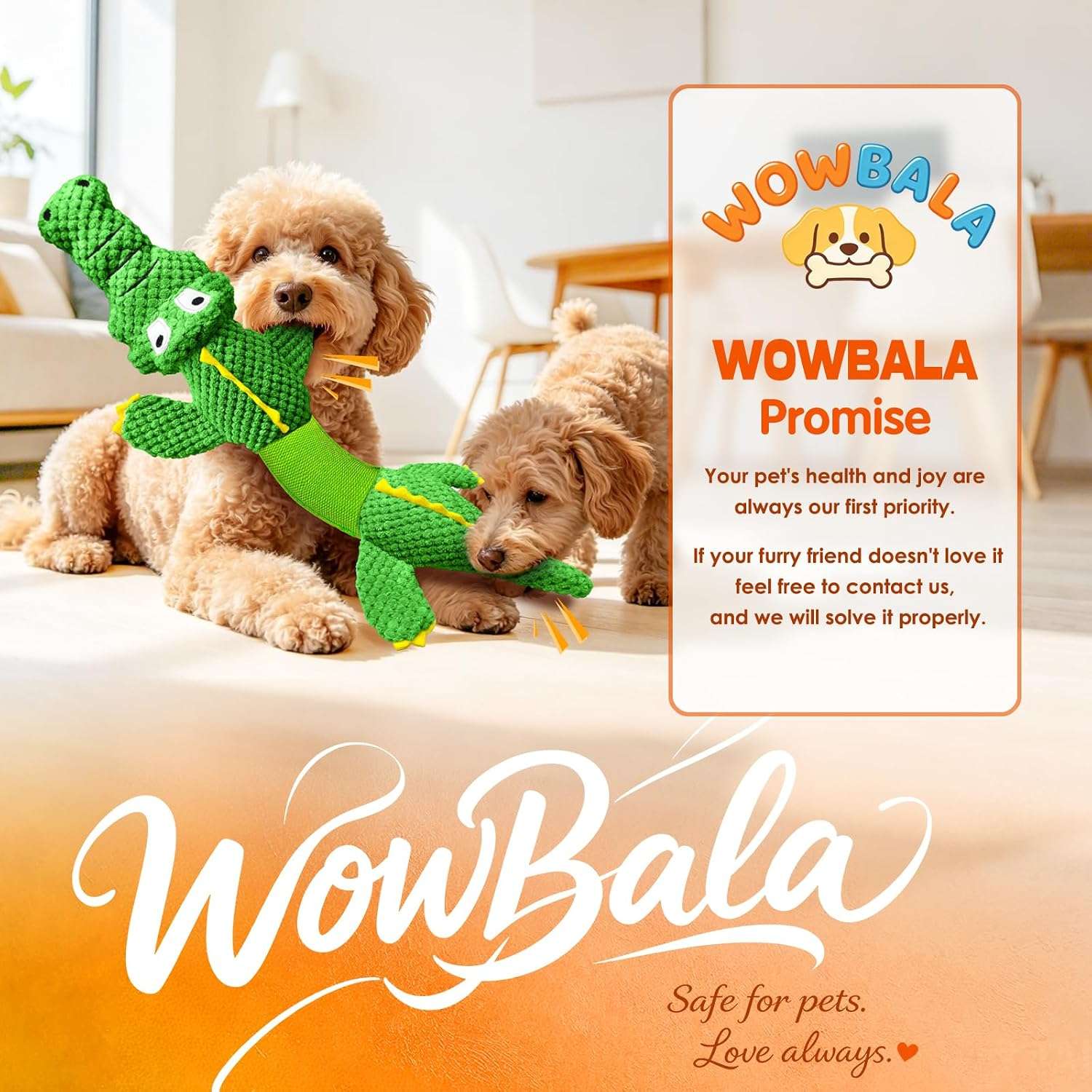 Juguete de peluche en forma de cocodrilo gigante estirable con sonido para perros grandes.