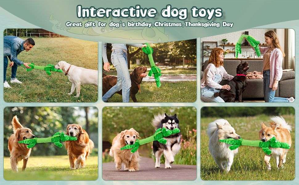 Juguete de peluche en forma de cocodrilo gigante estirable con sonido para perros grandes.