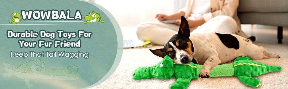 Juguete de peluche en forma de cocodrilo gigante estirable con sonido para perros grandes.