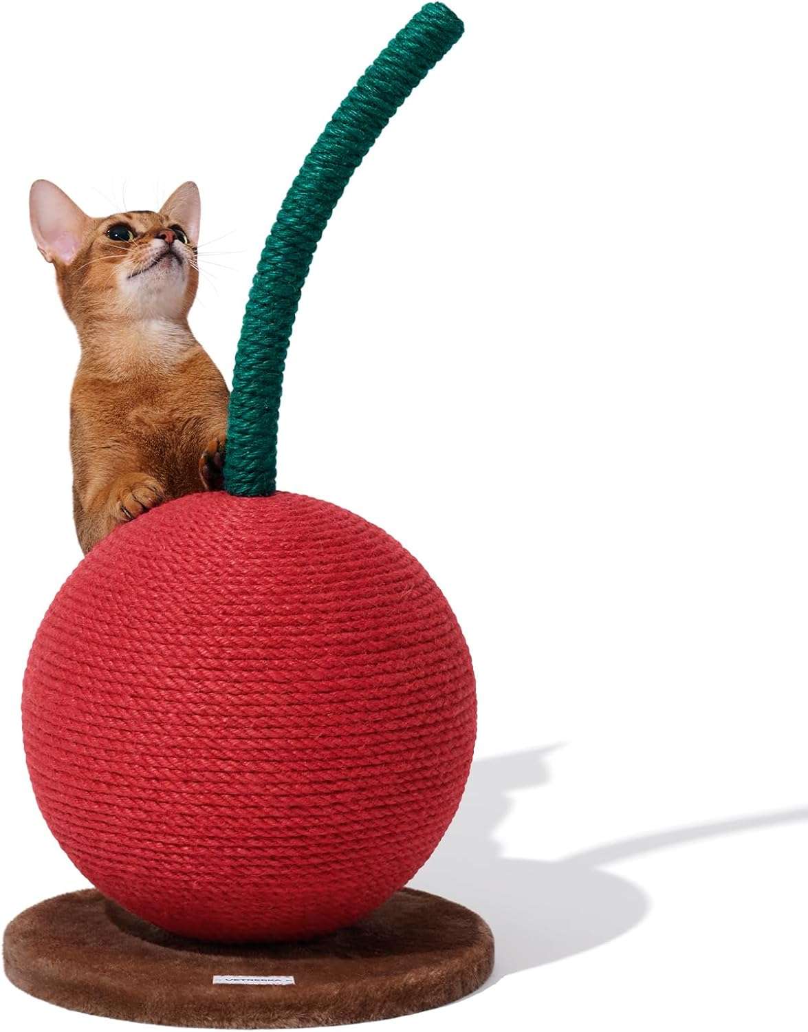 poste rascador vertical para gatos con forma de cereza de 57.51 centimetros recubierto en cuerda de yute natural ideal para chile