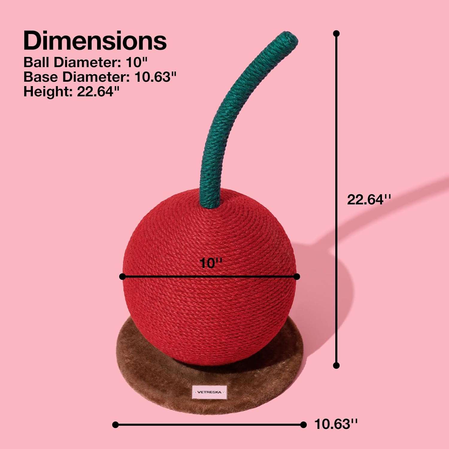 poste rascador vertical para gatos con forma de cereza de 57.51 centimetros recubierto en cuerda de yute natural ideal para chile
