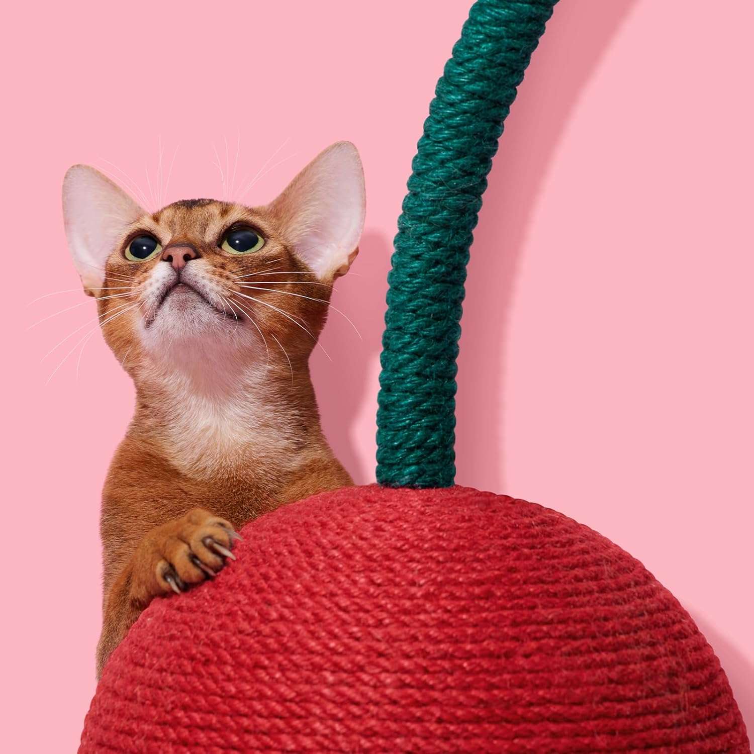 poste rascador vertical para gatos con forma de cereza de 57.51 centimetros recubierto en cuerda de yute natural ideal para chile