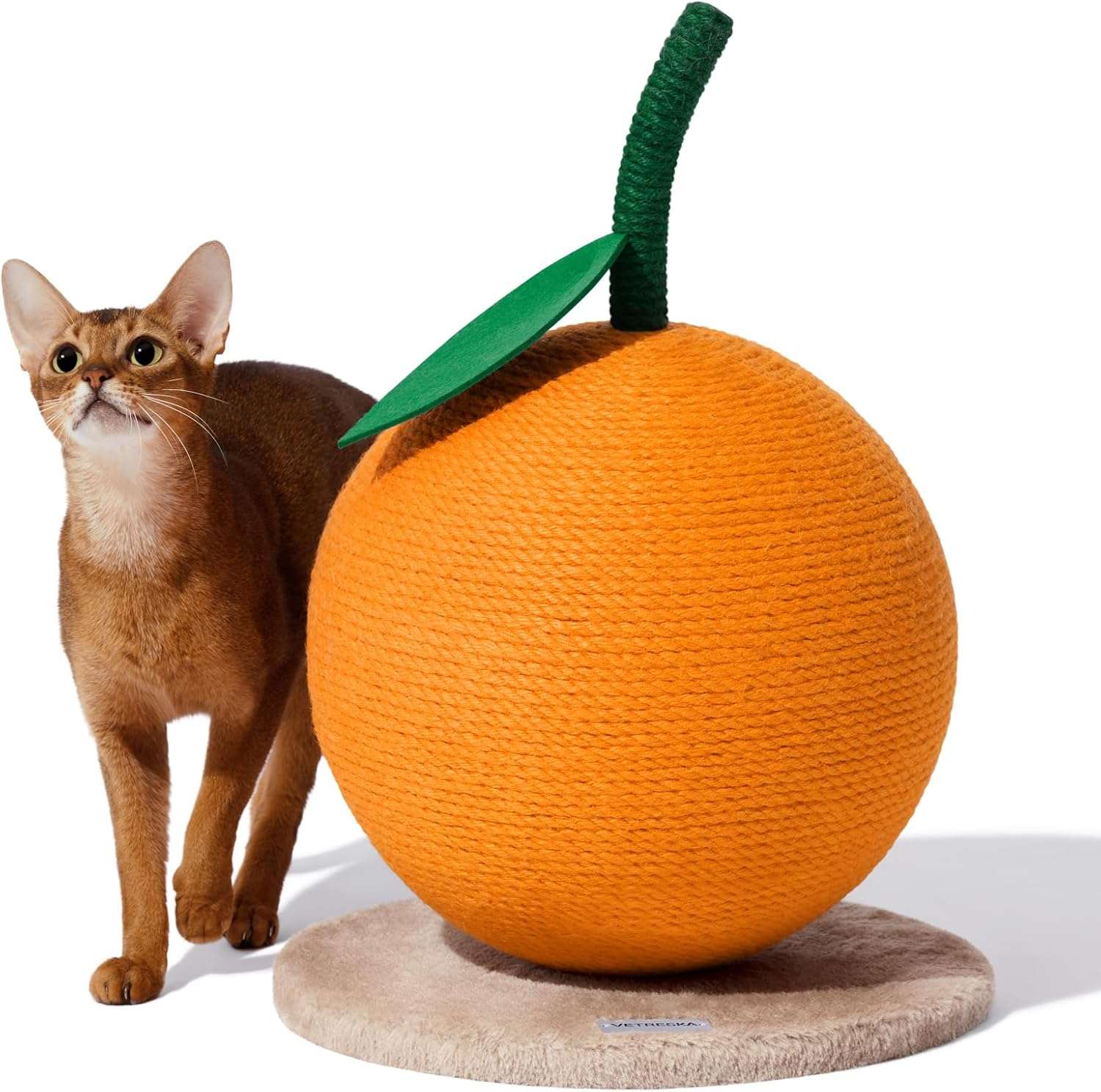 poste rascador vertical para gatos con forma de naranja de 45.99 centimetros recubierto en cuerda de yute natural ideal para chile