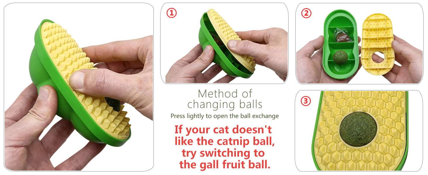 Cepillo rascador de pared para gatos en forma de guisante con bolas de catnip y adhesivo