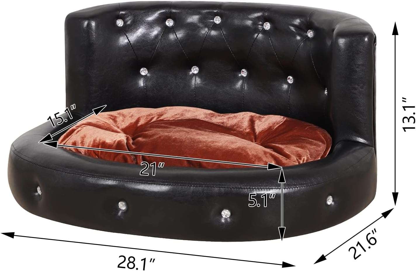 Sofá Cama Moderna con Botones de Cristal para Mascotas 70x44x33 Cm - Imagen 7