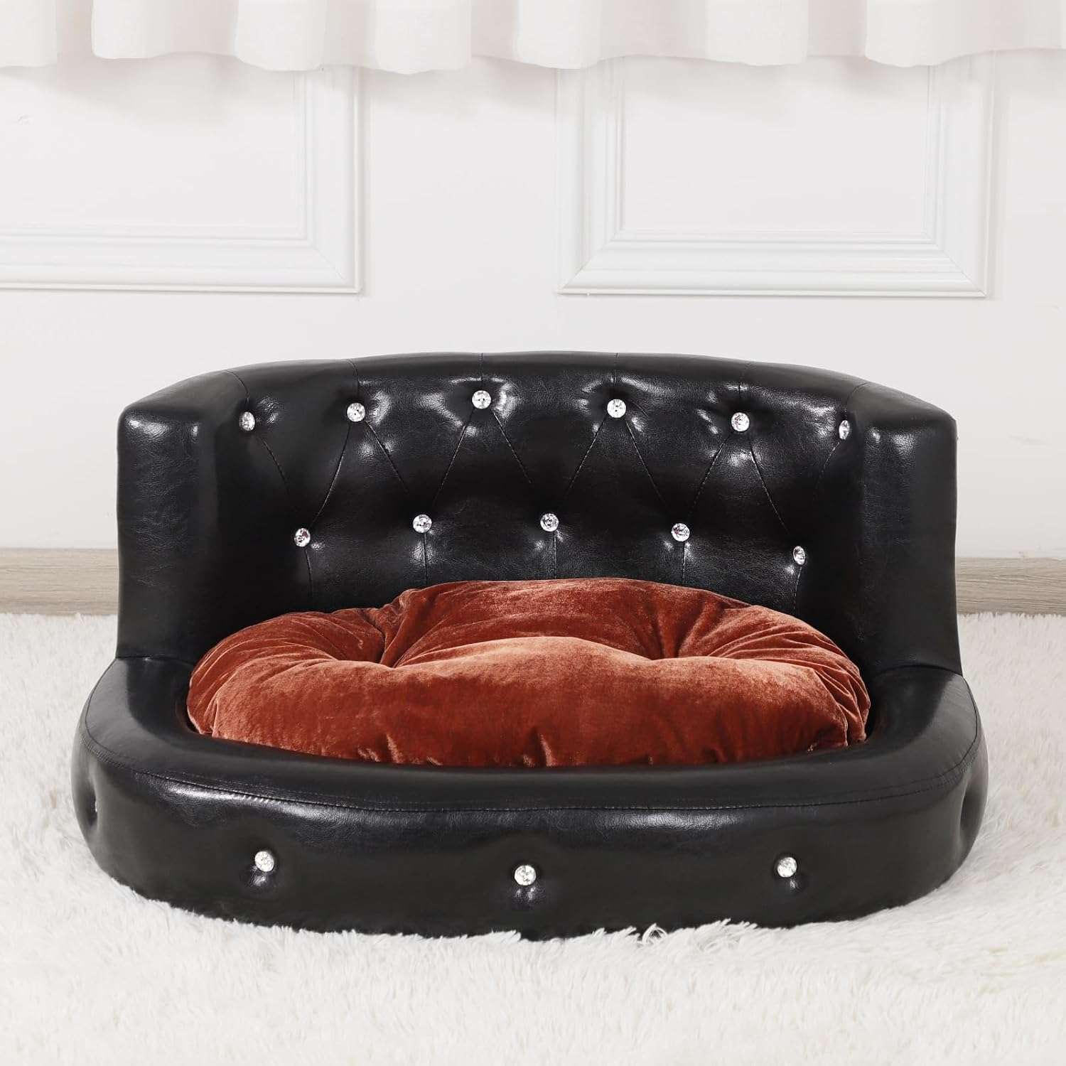 Sofá Cama Moderna con Botones de Cristal para Mascotas 70x44x33 Cm - Imagen 3