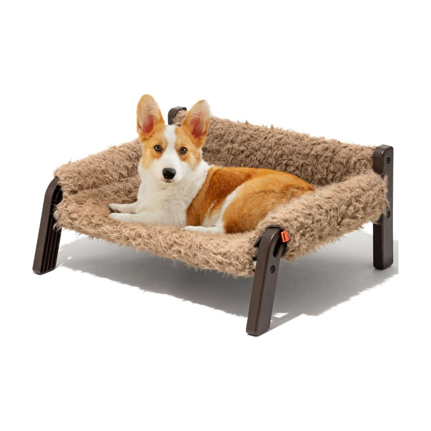 Sofa elevado de felpa para gatos y perros pequeños con reposabrazos