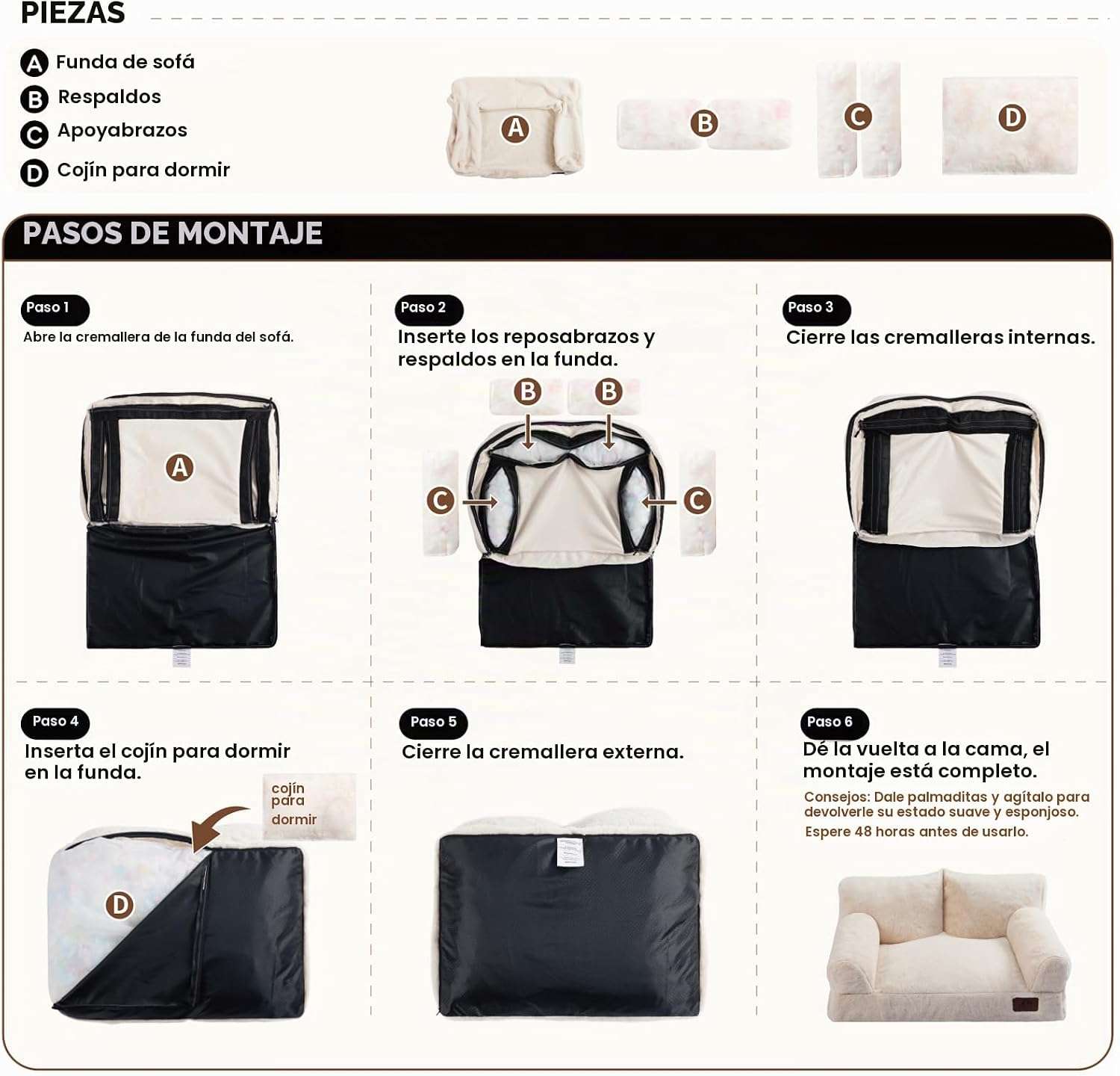 Sofá Cama Suave y Relajante para Mascotas 60x45x25 Cm - Imagen 5