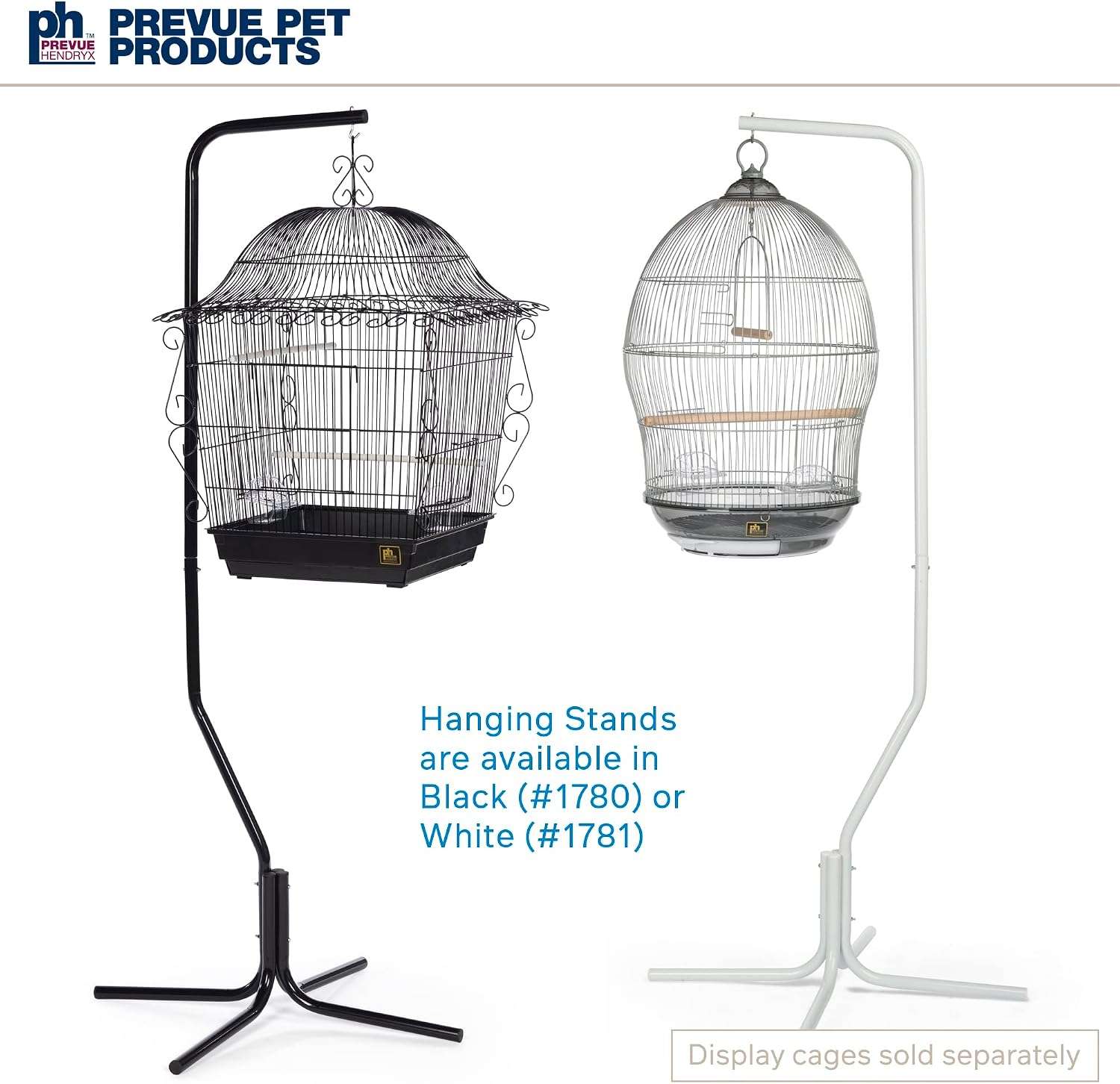 Soporte de acero negro de cuatro patas para colgar jaulas de pajaros
