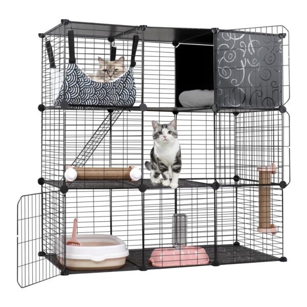 Jaula para Gatos de 3 Niveles - Con Accesorios (108x46x109 cm)