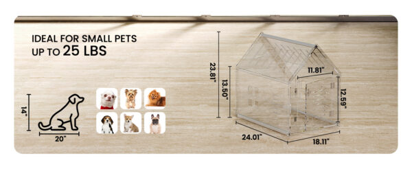 Casa de Acrílico Premium para Mascotas - Cerradura, Ventilación de 60x46x60 cm - Image 9