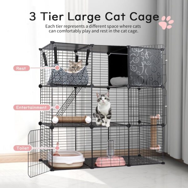 Jaula para Gatos de 3 Niveles - Con Accesorios (108x46x109 cm) - Image 7
