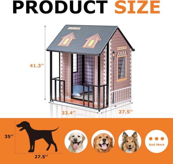 Jaula de Metal Diseño Casa para Perros - Puerta, Cerradura y Techo Removible (104x84x69 cm) - Image 9