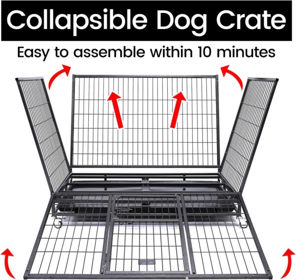Jaula de Acero Plegable y Apilable para Perros - Doble Puerta, Bandeja Extraíble (109x71x90 cm) - Image 2