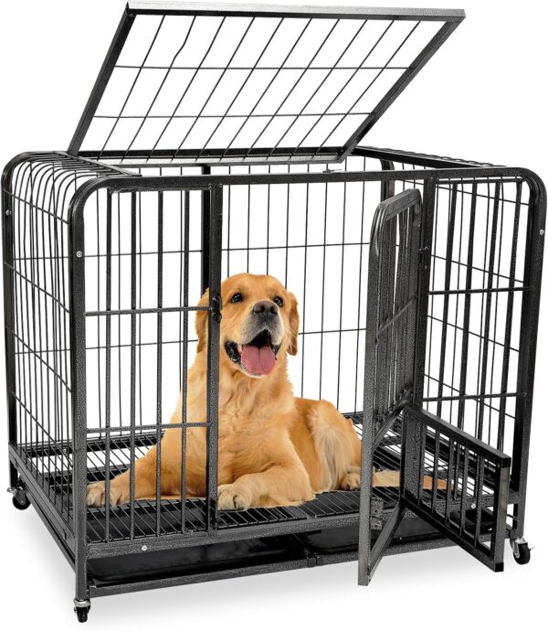 Jaula de Metal con Ruedas para Perros y Gatos - Bandeja Extraíble - Image 11